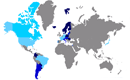 Mapa Pa�ses luces diurnas drl, countries map